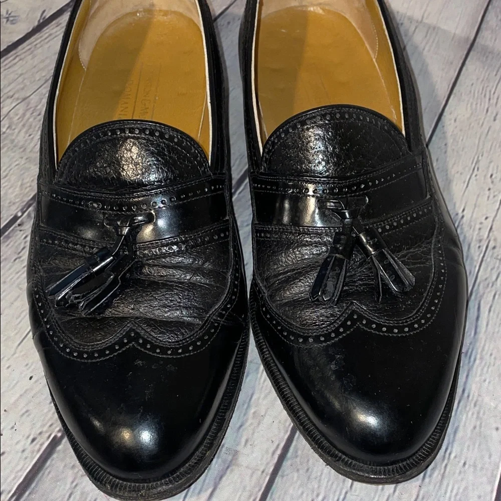Johnston & Murphy Mens Black Leather Tassel Oxfords Slip-Ons size 11 1/2